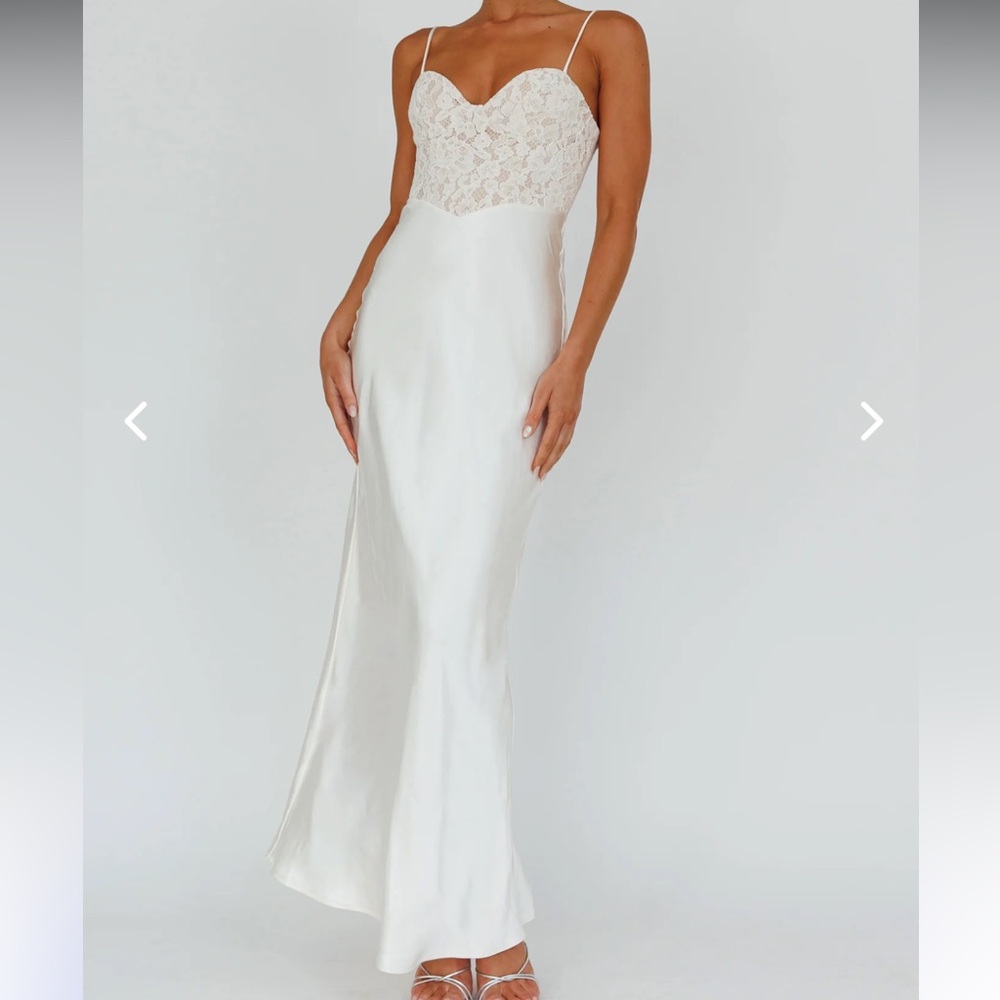 Selfie Leslie Evening Star Lace Bodice Maxi Dress Ivory Size Medium New With Tag